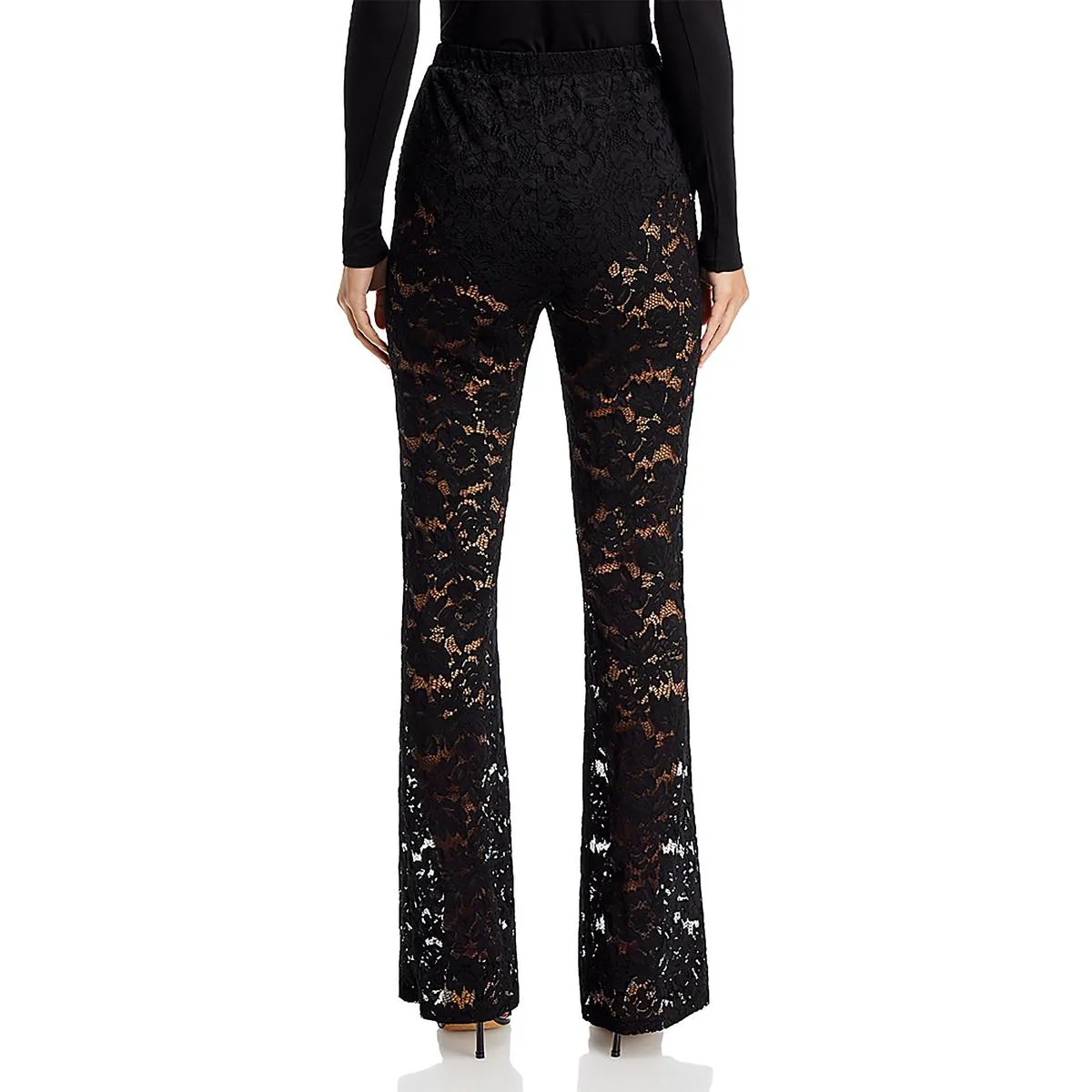 4th & Reckless Womens Sheer Floral Flared Pants