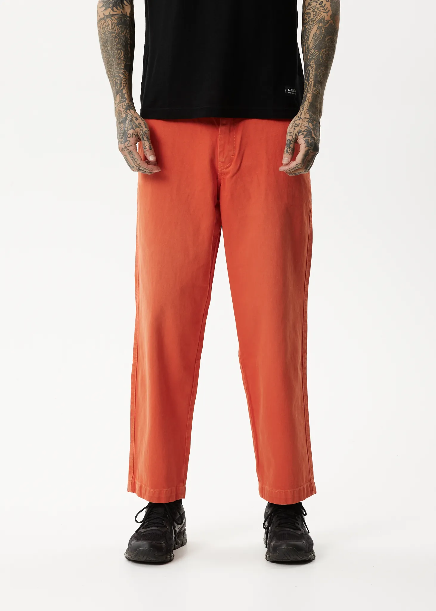 AFENDS Mens Louie - Denim Wide Leg Jeans - Faded Orange