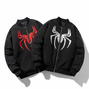 American Street Spider Embroidered Thickened Bomber Jacket