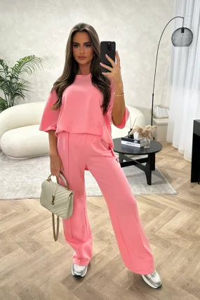 Anna pink t-shirt and jogger loungewear