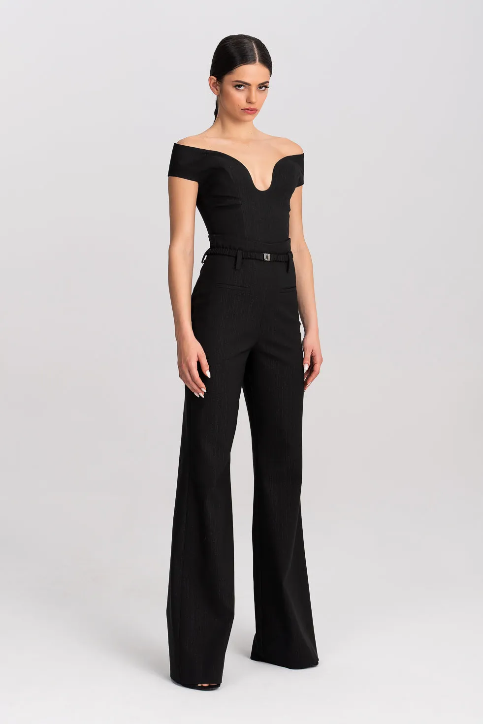 'Aria' Cutout Cotton-Blend Flared Trousers