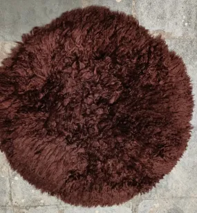 Babymoon Round Wool Flokati Fur Blanket | Photoshoot Props | Brown