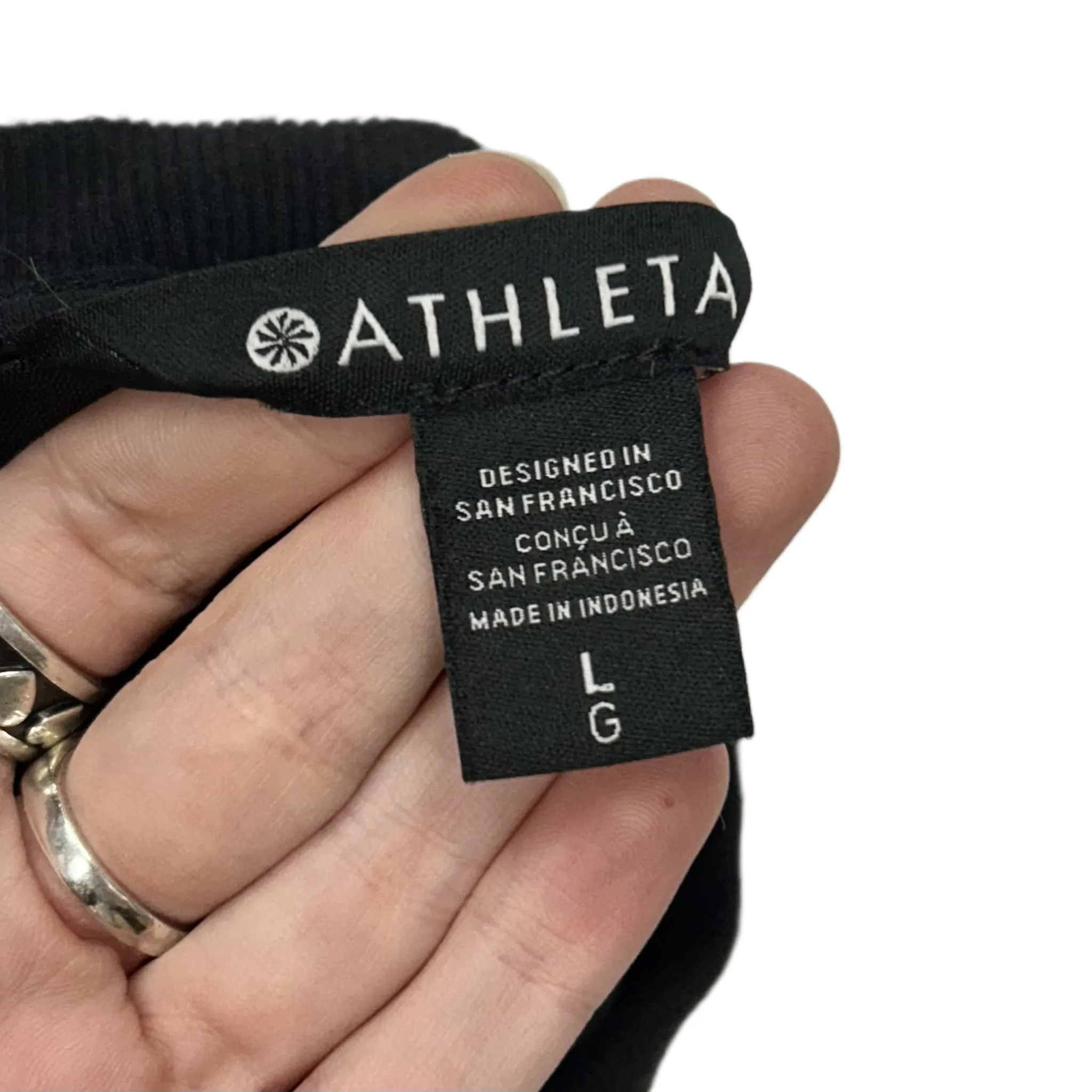 Black Athletic Top Long Sleeve Crewneck By Athleta, Size: L