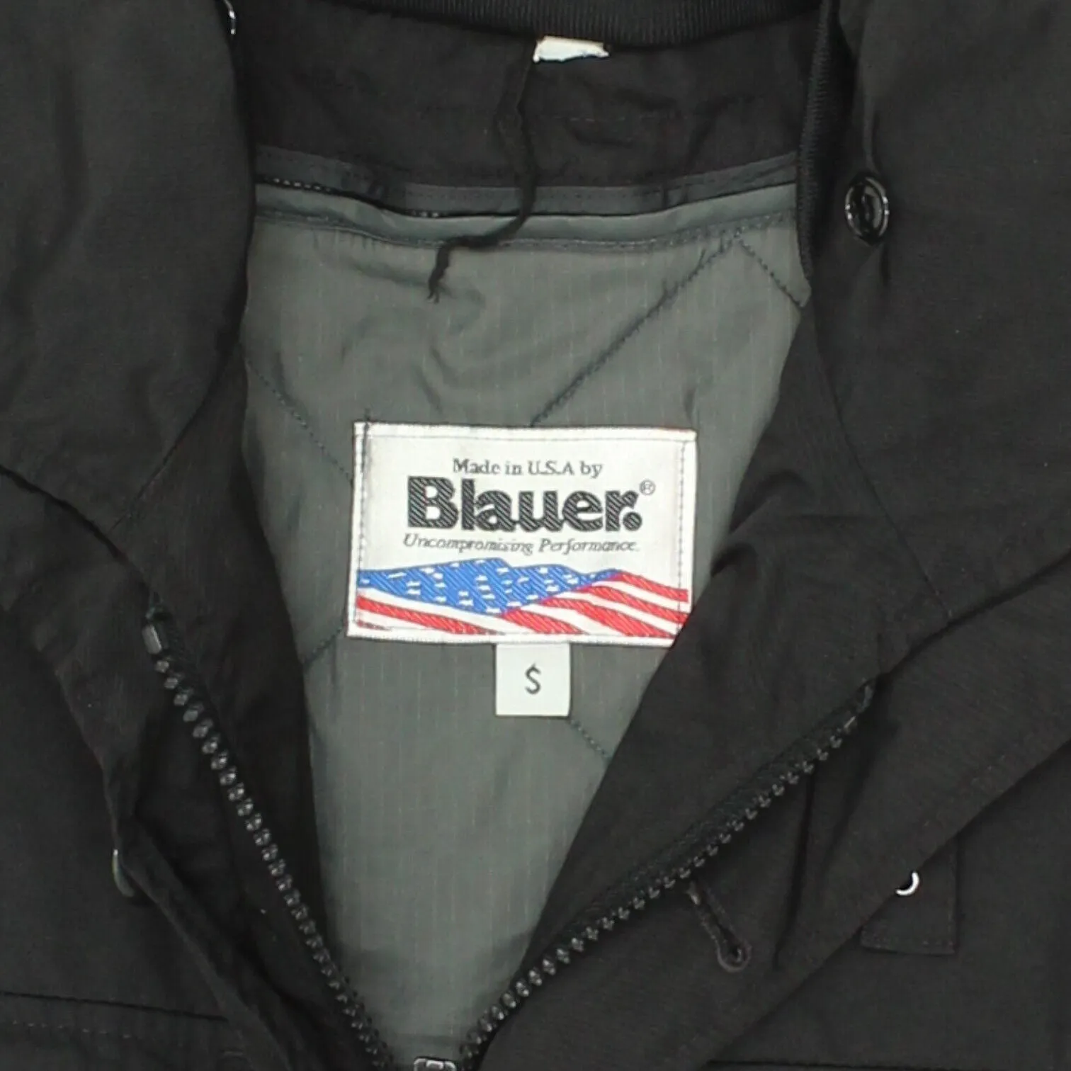 Blauer Mens Black Quilted Utility Coat | Vintage High End Designer Jacket VTG