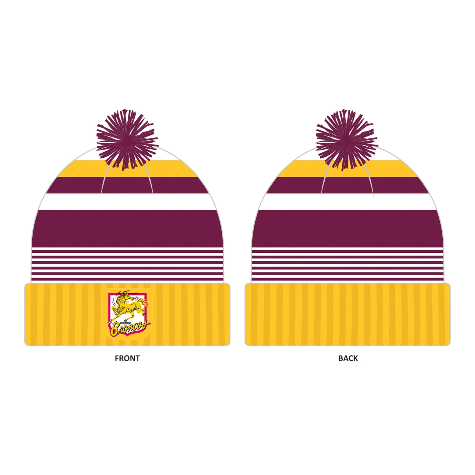 Brisbane Broncos Adult NRL Heritage Retro Beanie Rugby League