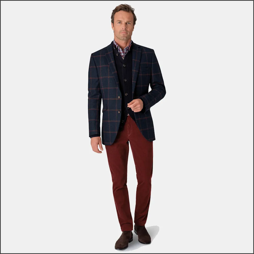 Brook Taverner Airedale Navy Check Wool Jacket--