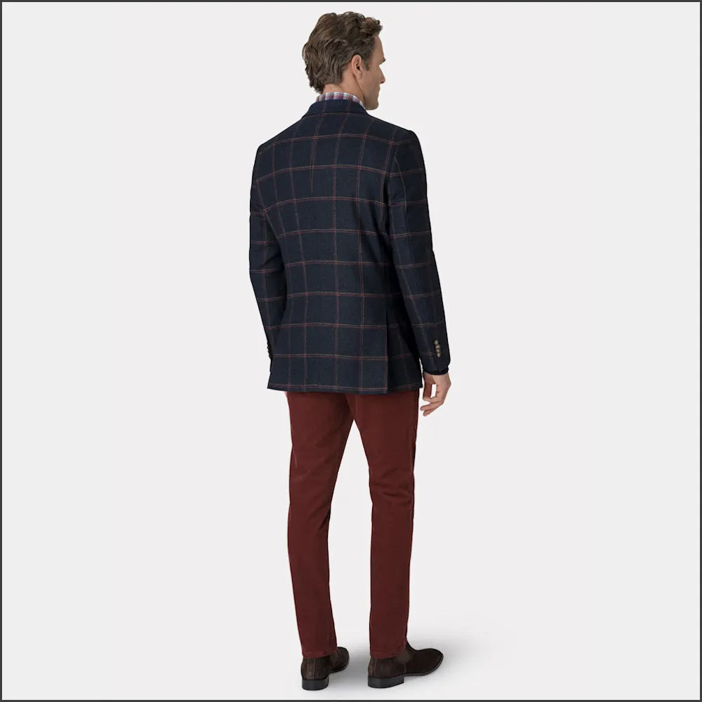 Brook Taverner Airedale Navy Check Wool Jacket--