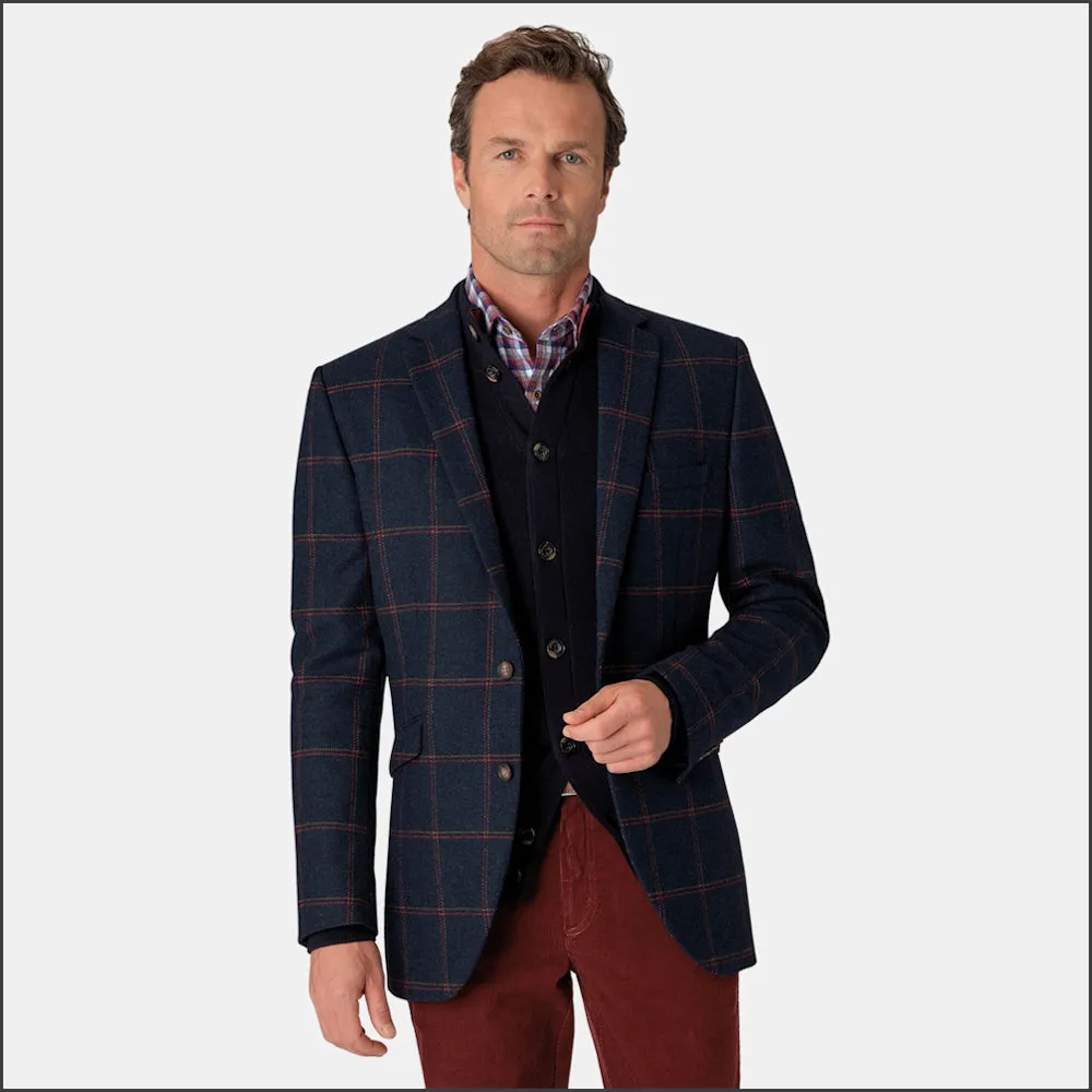 Brook Taverner Airedale Navy Check Wool Jacket--