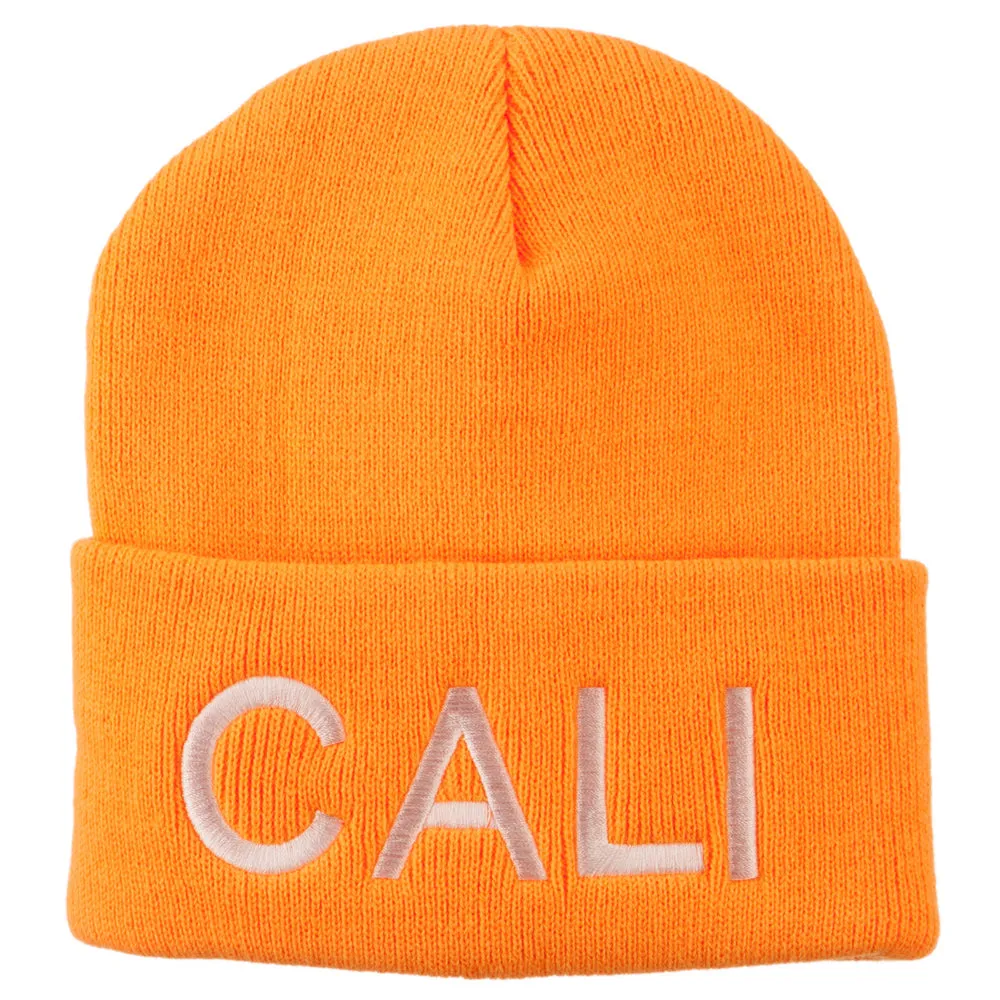 Cali Embroidered Neon Long Beanie