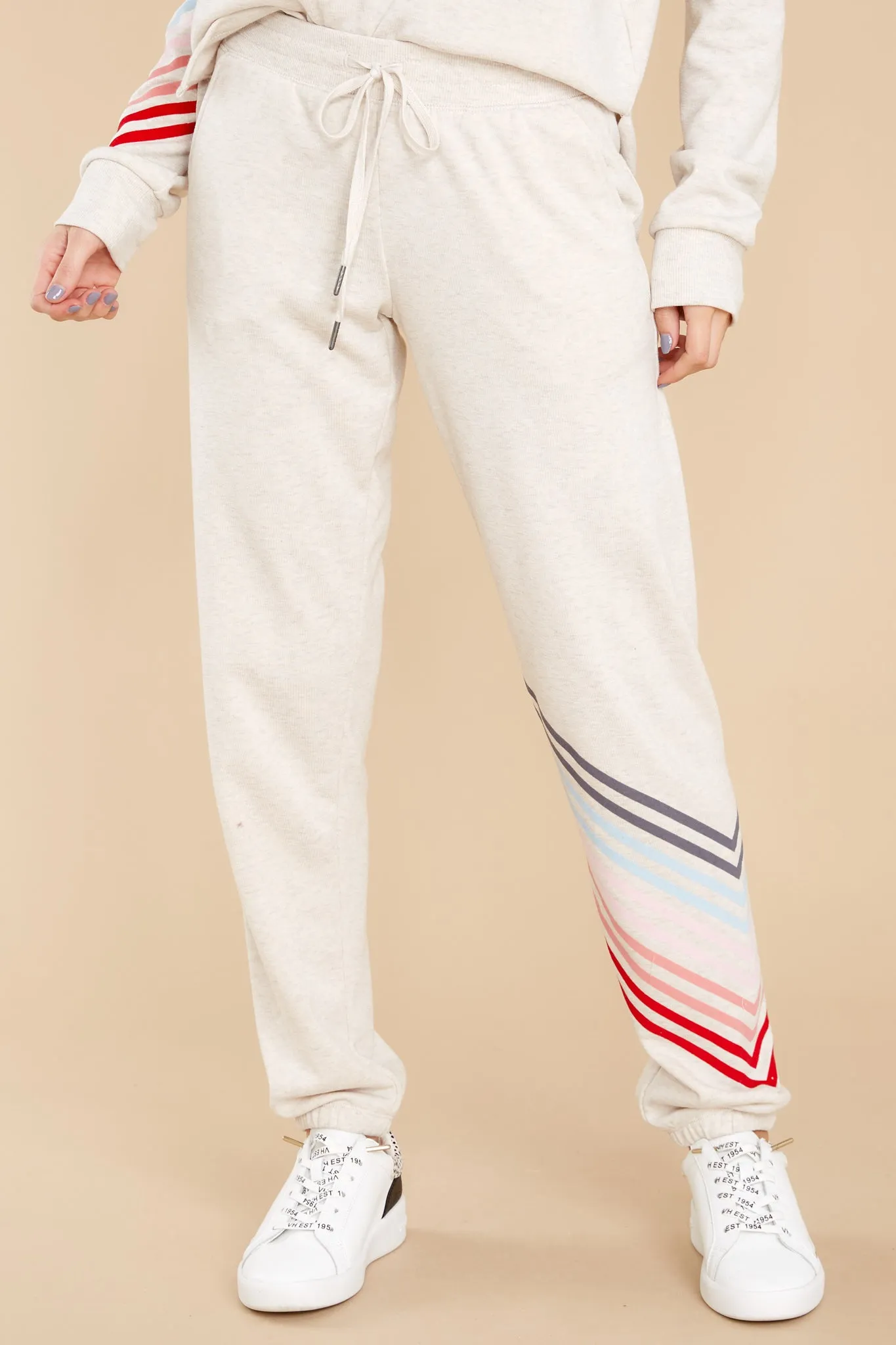 Catch My Flight Oatmeal Multi Stripe Joggers