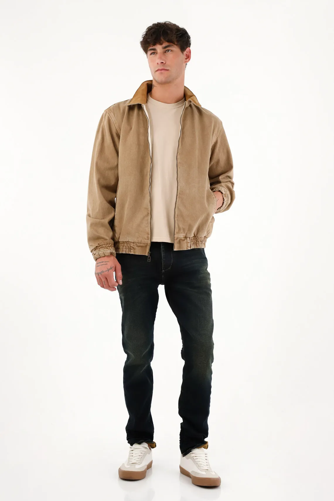 Chaqueta Bomber café para hombre