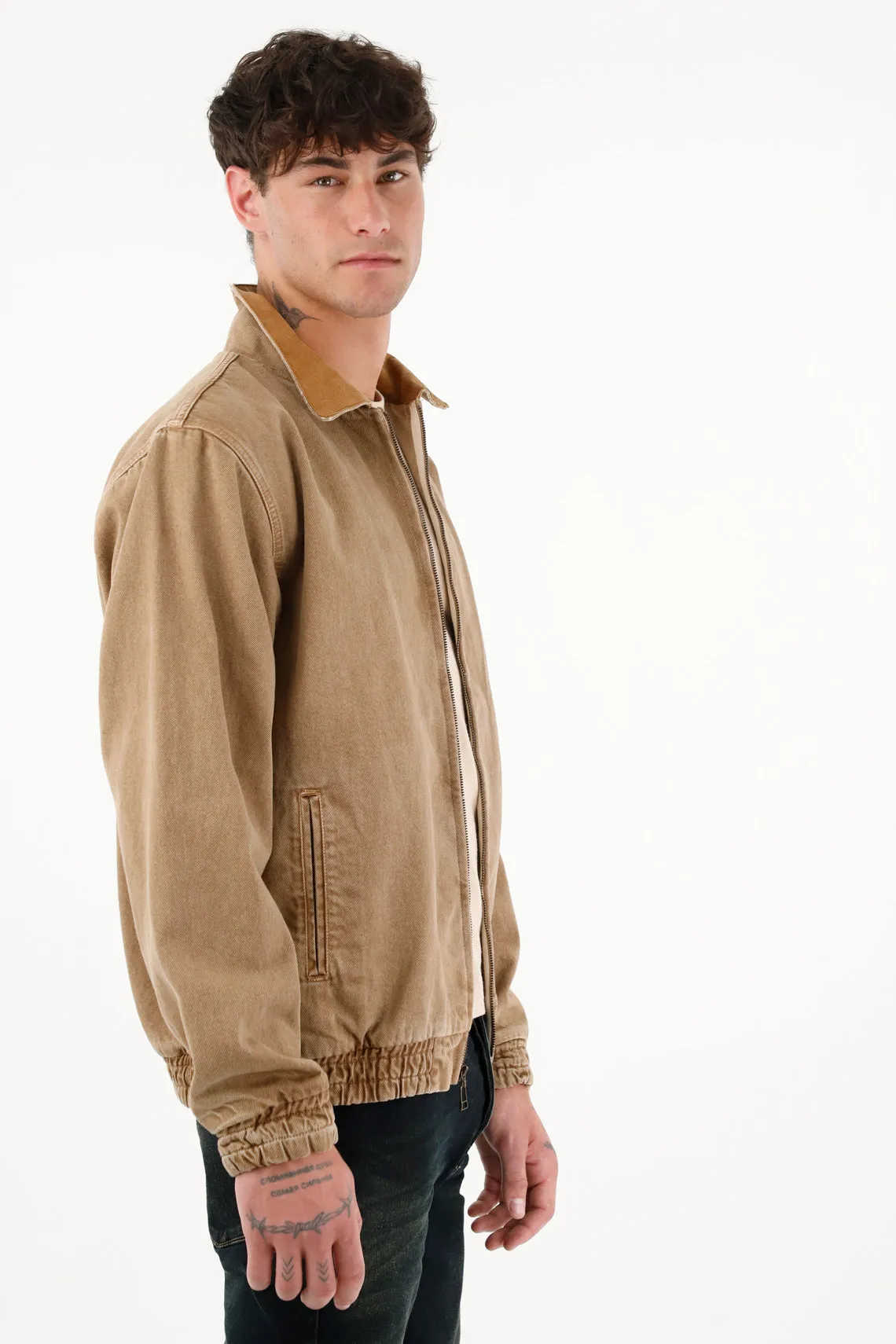 Chaqueta Bomber café para hombre