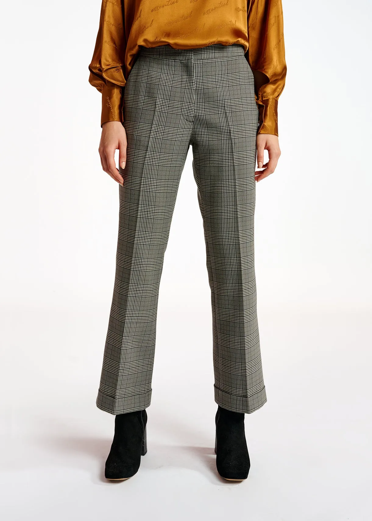 Checked flared pants