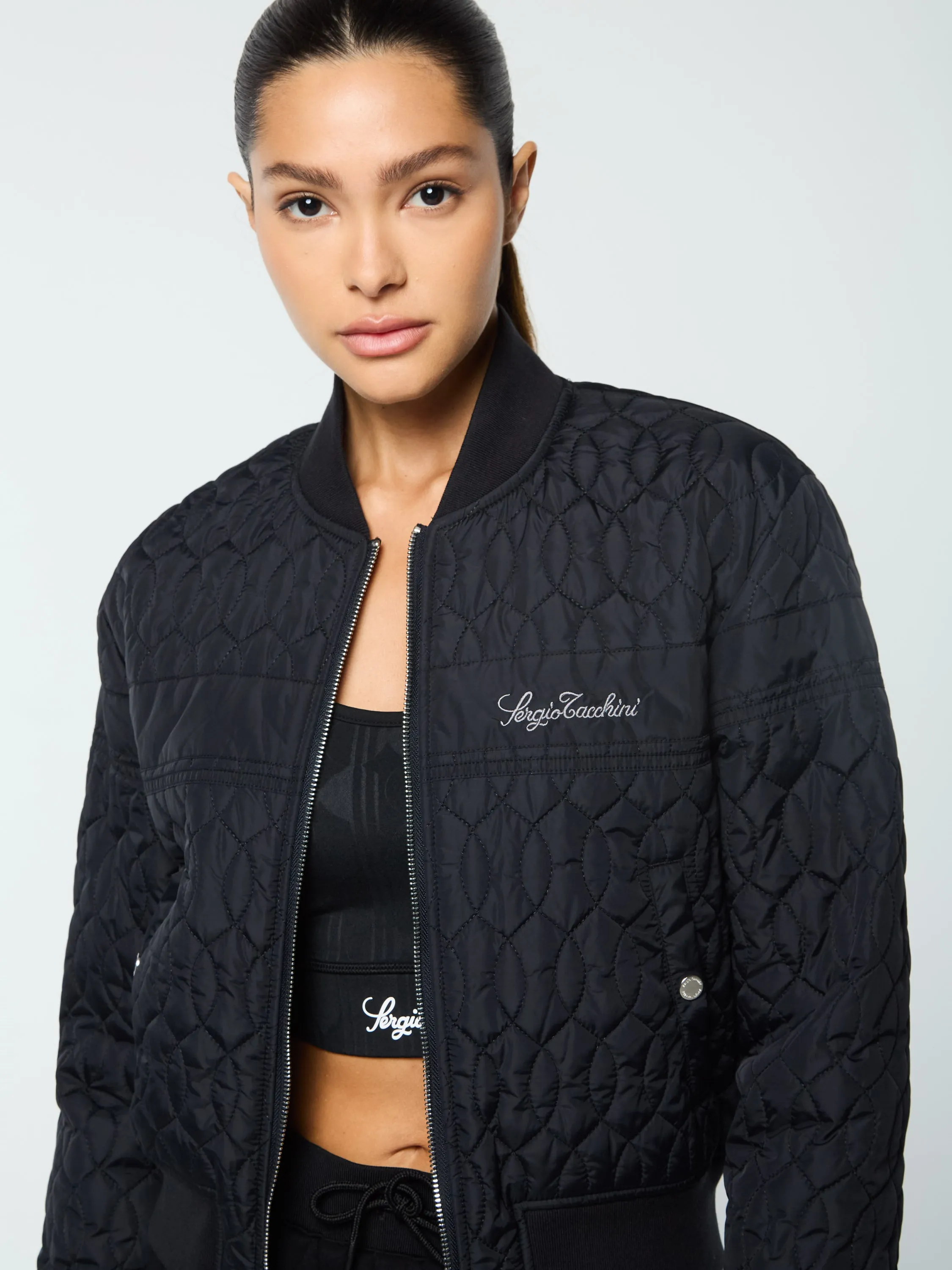 Cipolla Quilted Bomber Jacket- Black Beauty