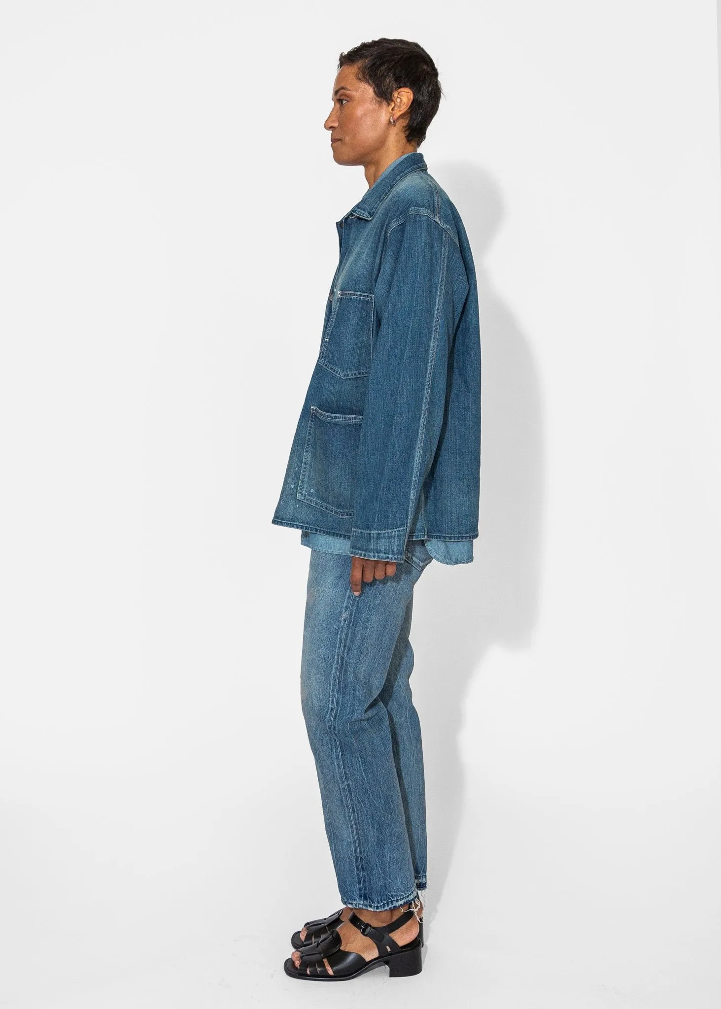 Denim Chore Jacket in Medium Distress