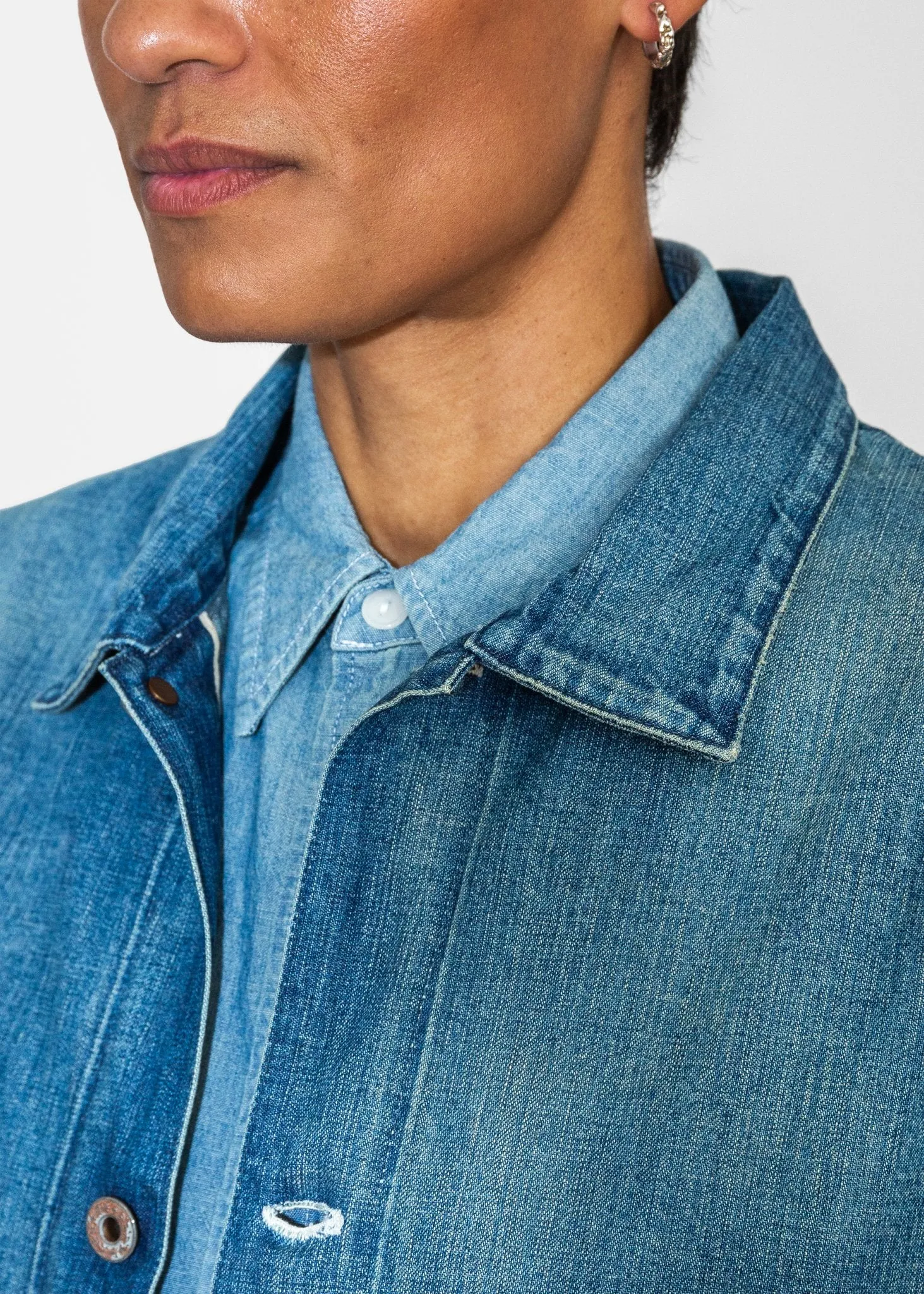 Denim Chore Jacket in Medium Distress