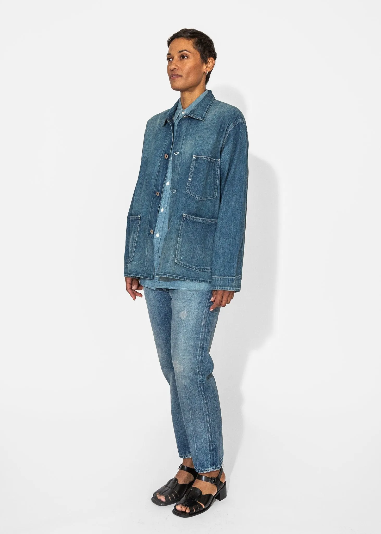 Denim Chore Jacket in Medium Distress