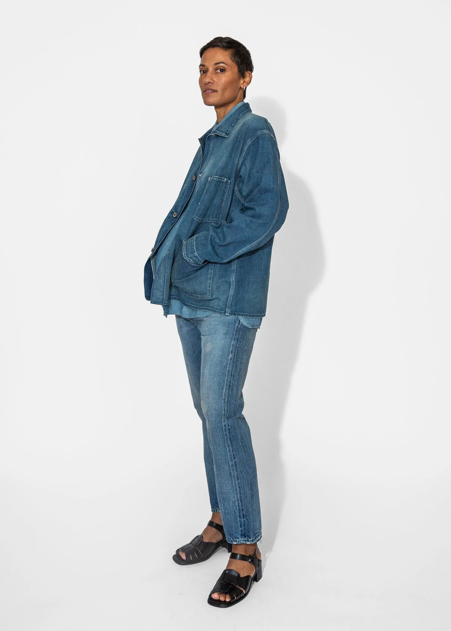 Denim Chore Jacket in Medium Distress