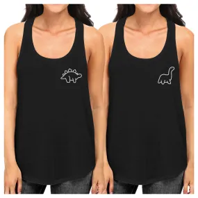 Dinosaurs BFF Matching Black Tank Tops