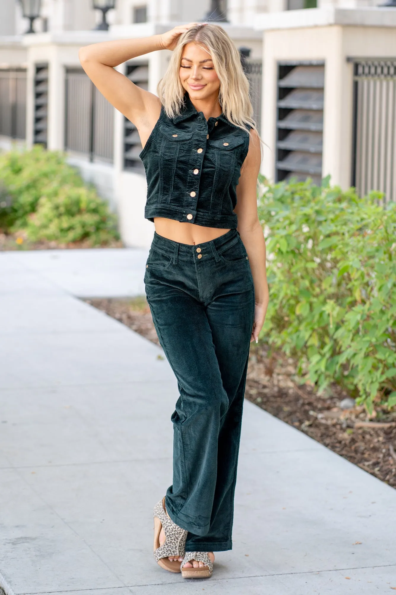 Emerald Green Corduroy Vest