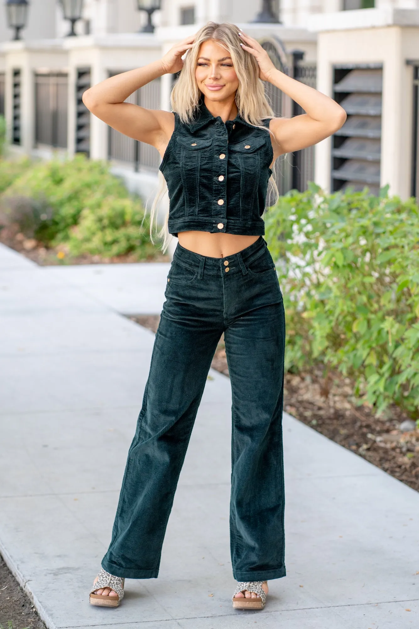 Emerald Green Corduroy Vest