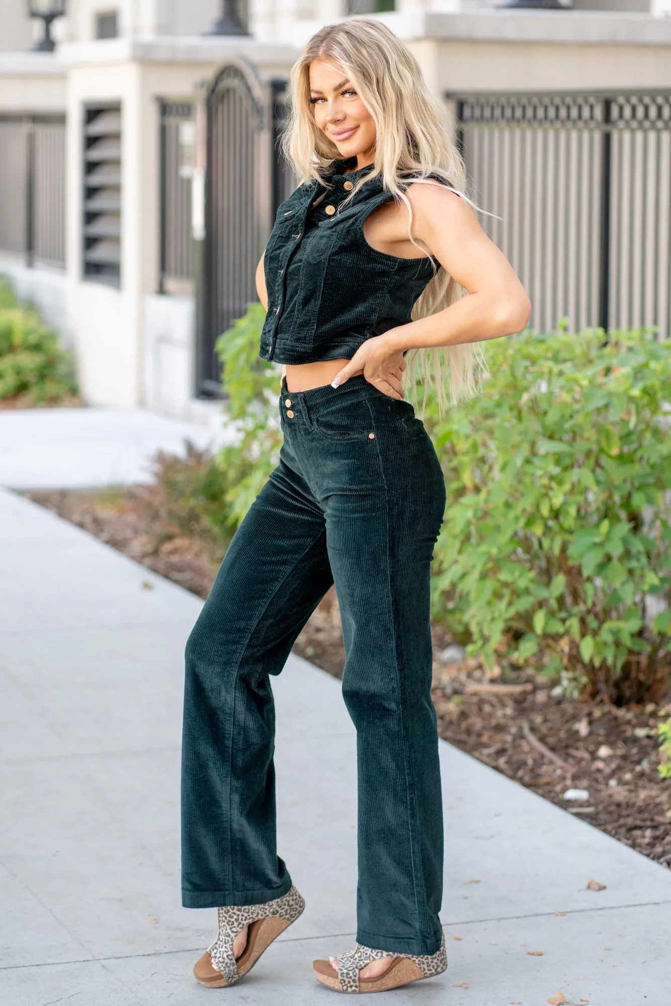 Emerald Green Corduroy Vest