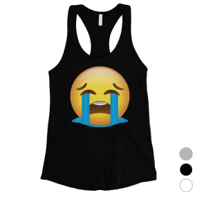 Emoji-Crying Womens Emotional Silly Down Simple Tank Top Costume