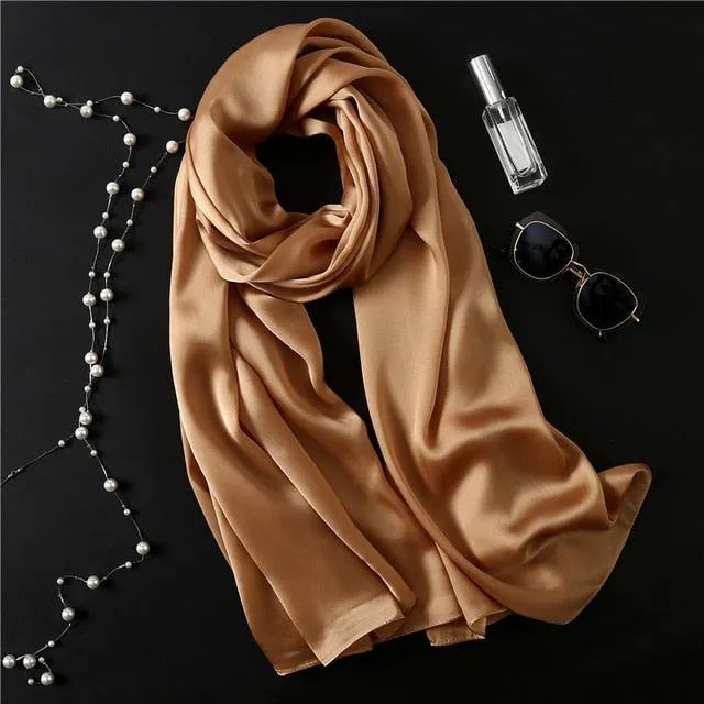 Fashion Silk Scarf Solid Color Bandana Shawl #FS-1