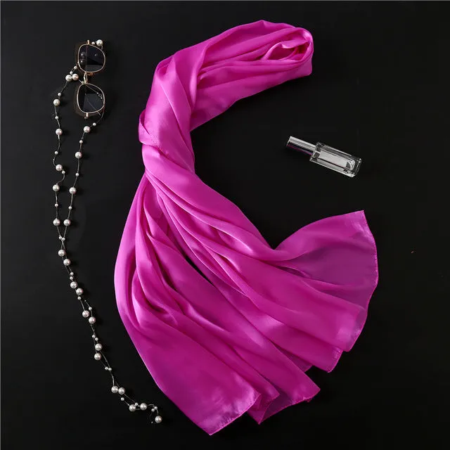 Fashion Silk Scarf Solid Color Bandana Shawl #FS-1