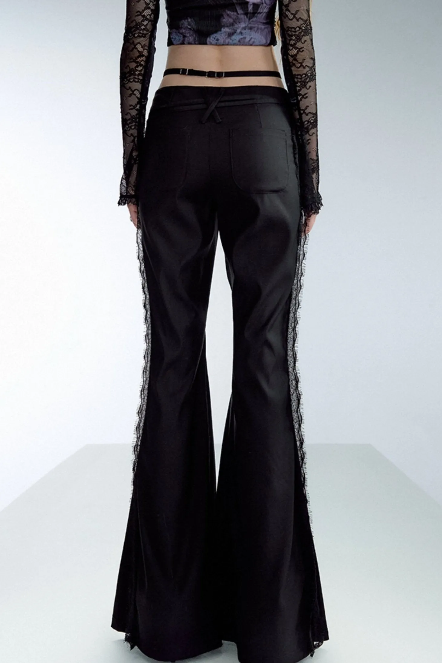 Flared Lace Suit Fabric Trousers