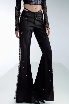 Flared Lace Suit Fabric Trousers