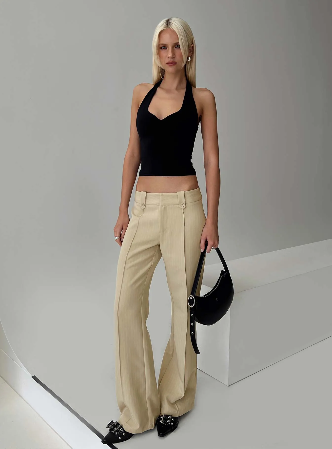 Graham Pleated Pants Beige