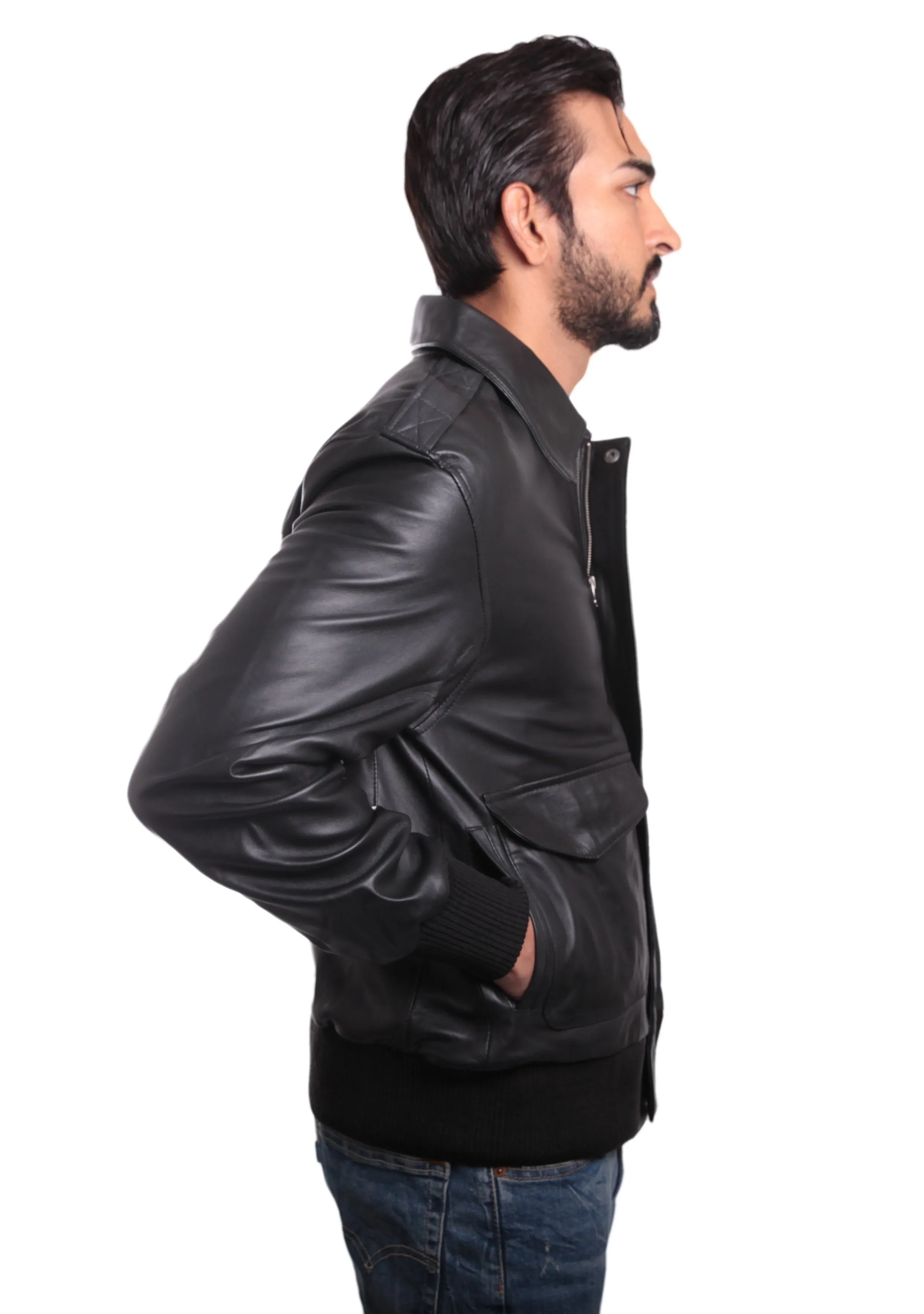 Houston Mens Leather Bomber Jacket