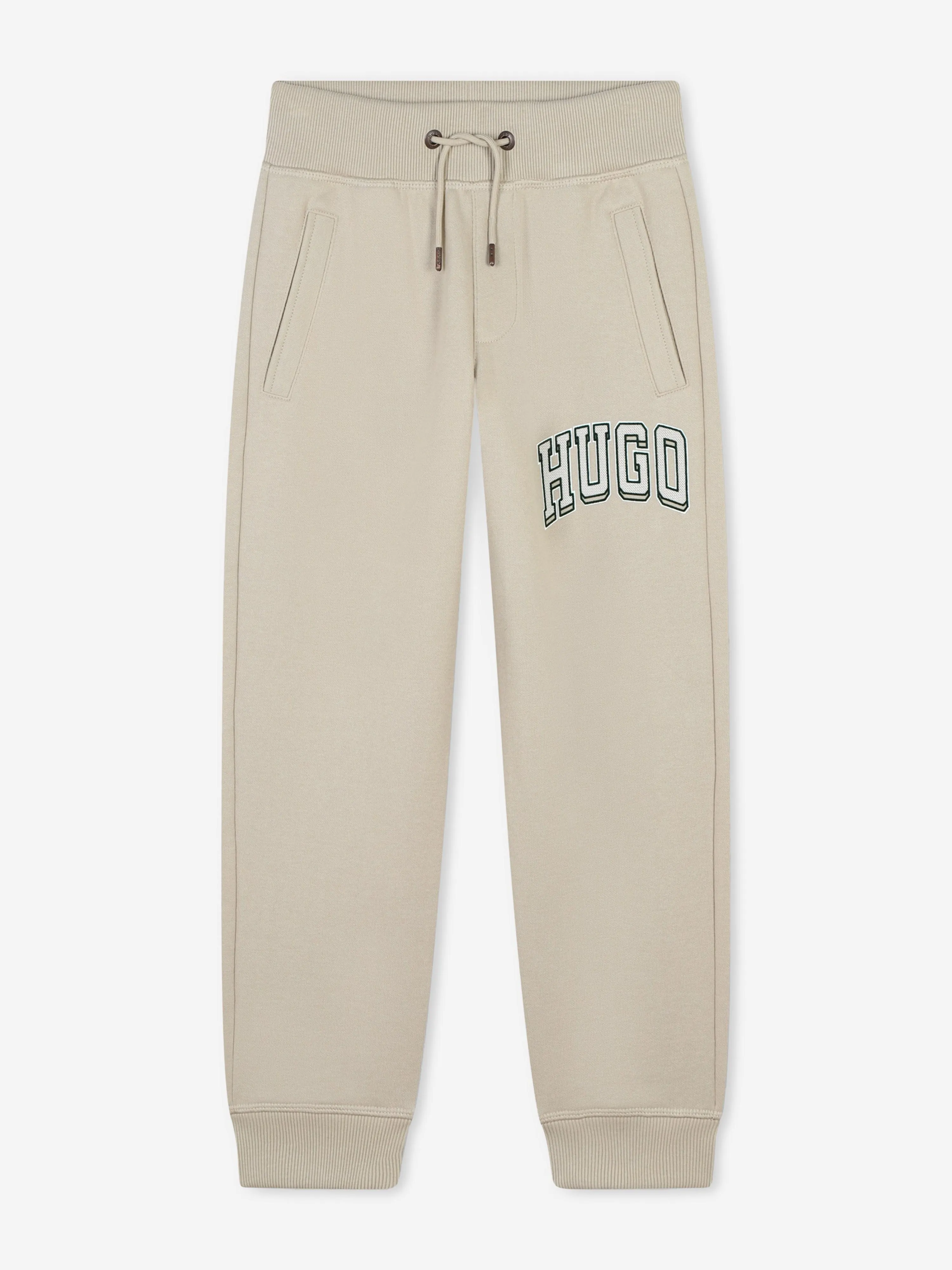 Hugo Boys Logo Print Joggers in Beige