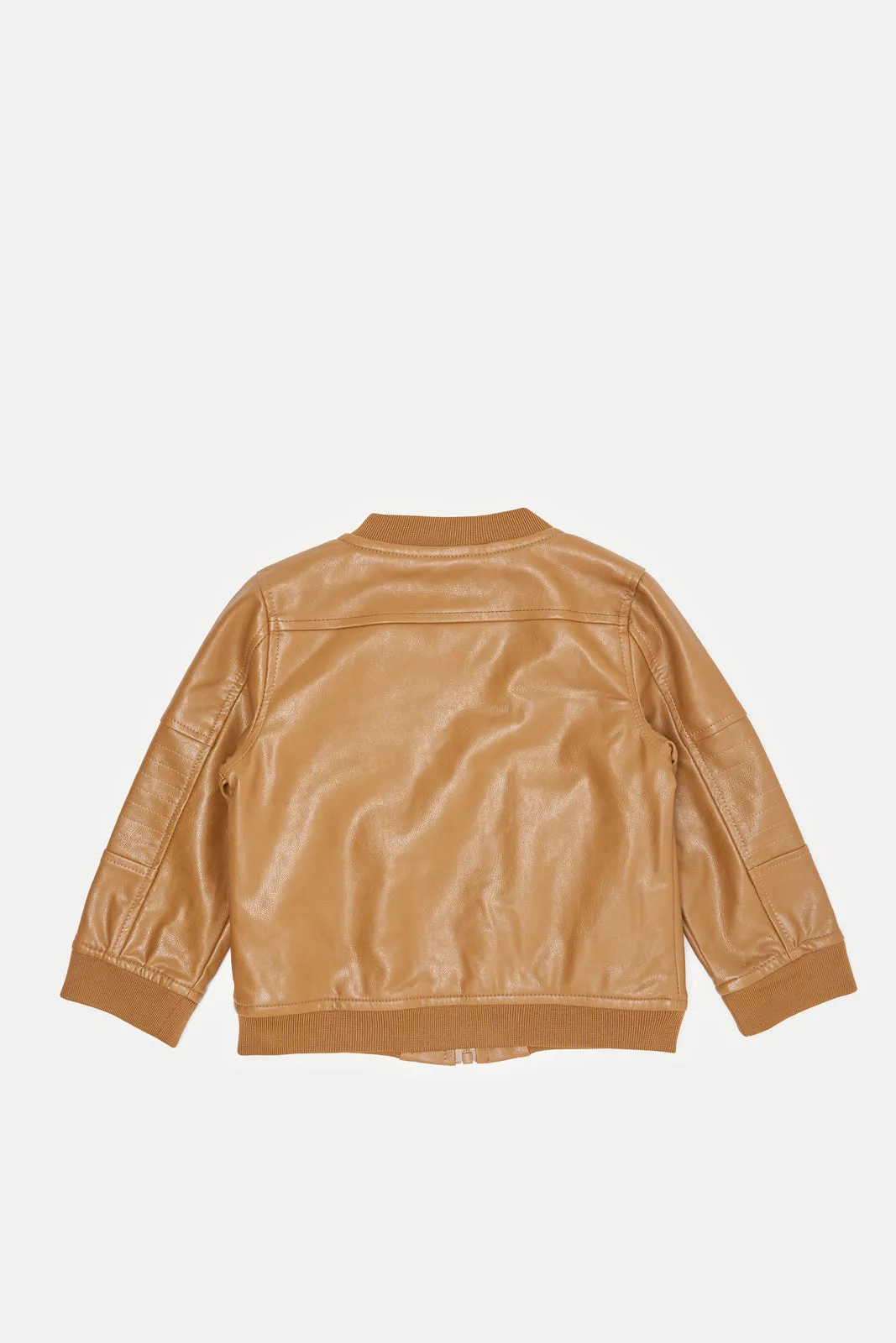 Infant Boys Brown Pu Bomber Jacket