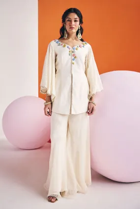 Ivory Jacquard Embroidered Jacket & Pant Set