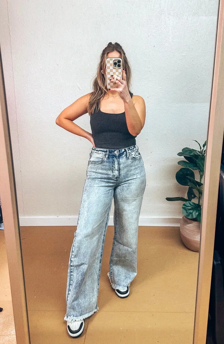 KanCan Acid Washed Wide Leg Jeans