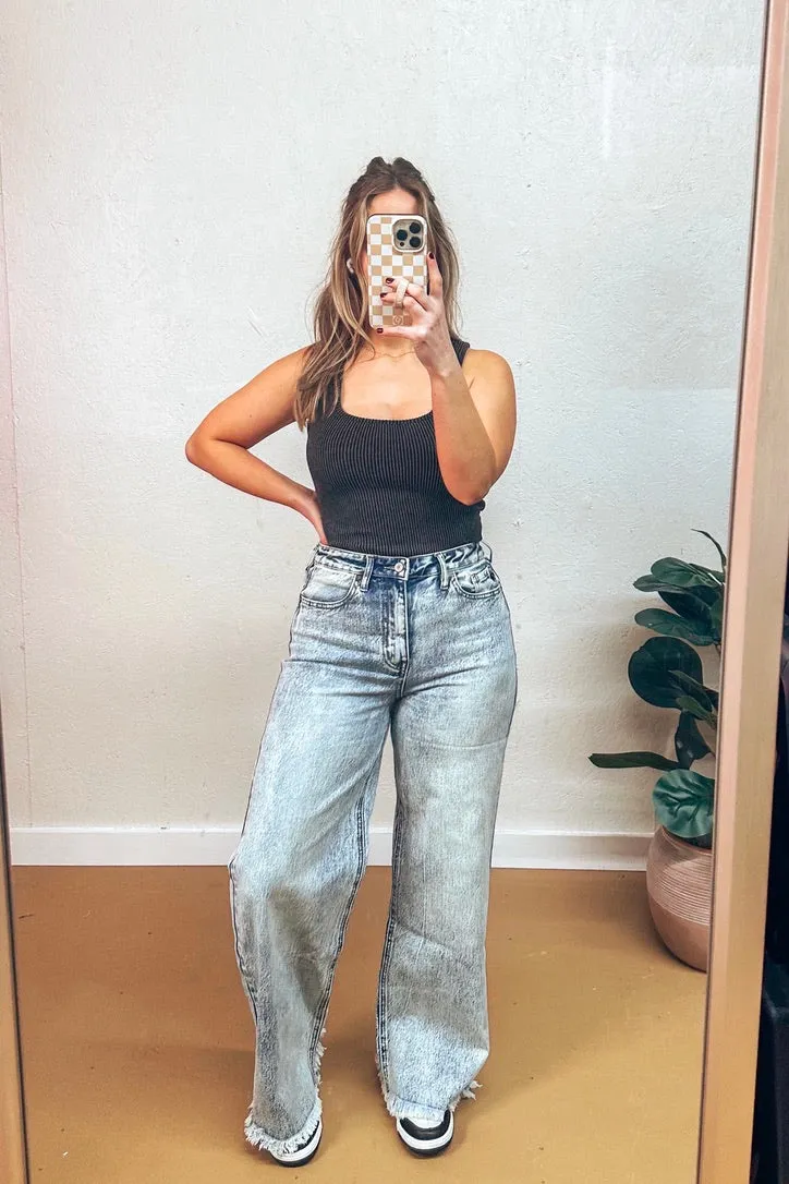 KanCan Acid Washed Wide Leg Jeans