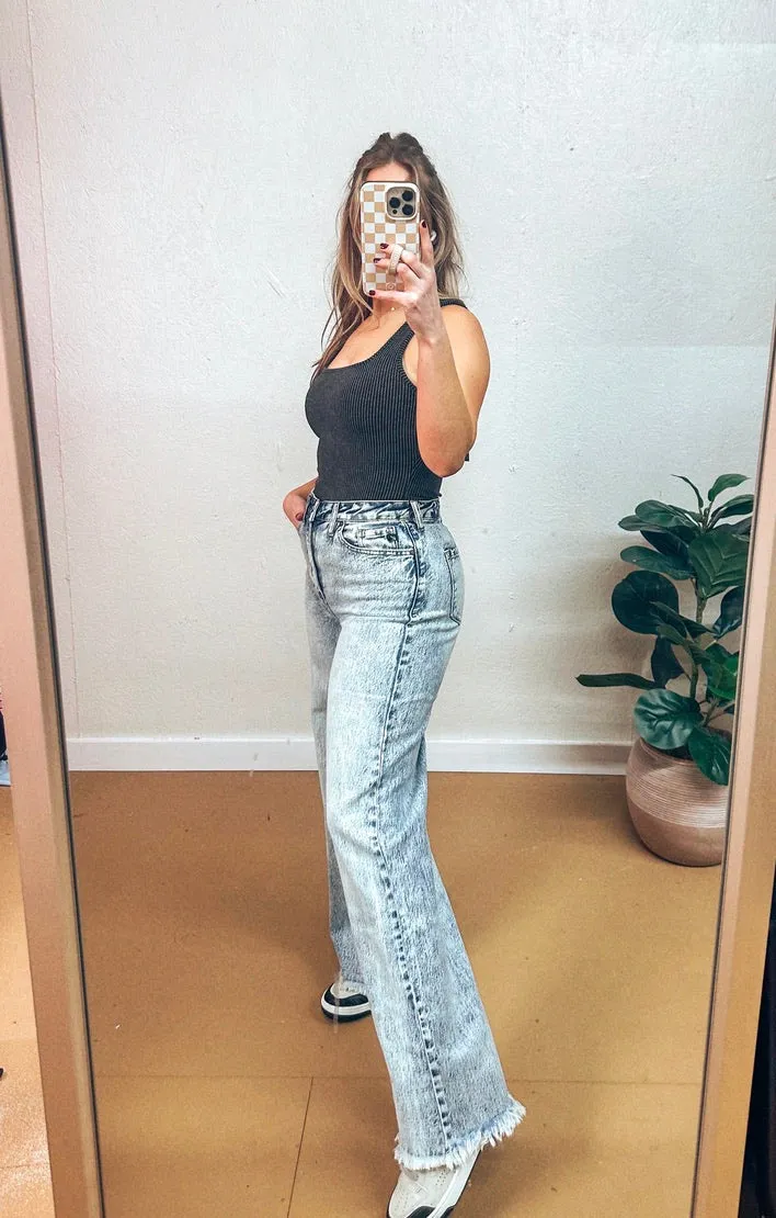 KanCan Acid Washed Wide Leg Jeans