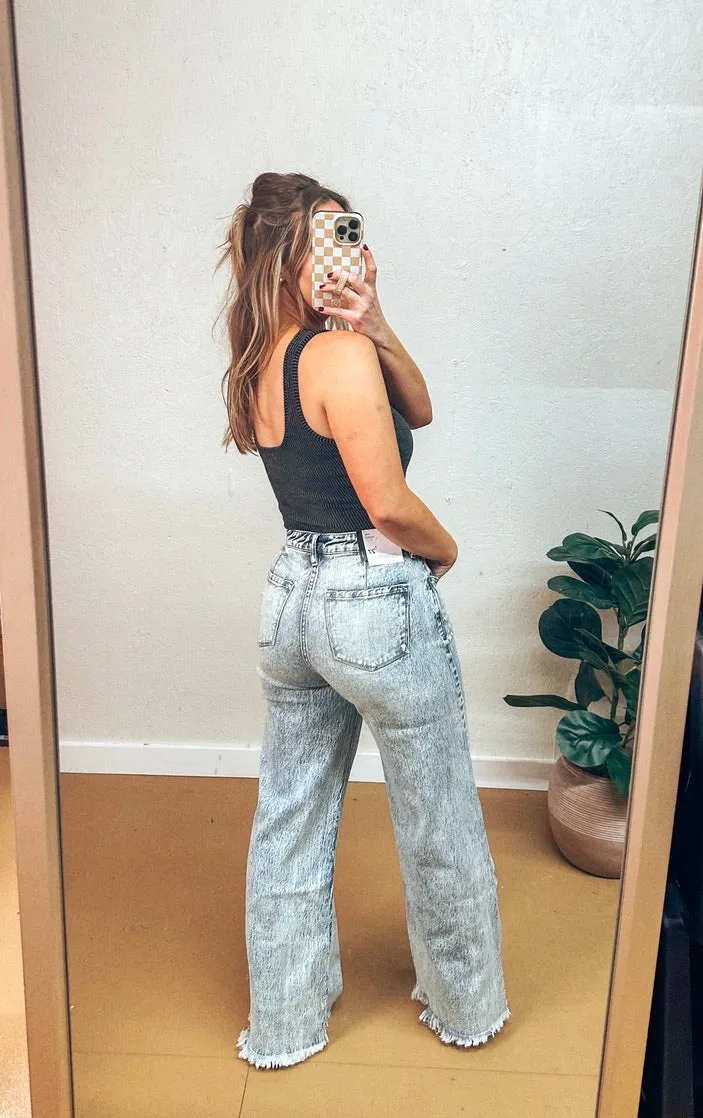 KanCan Acid Washed Wide Leg Jeans