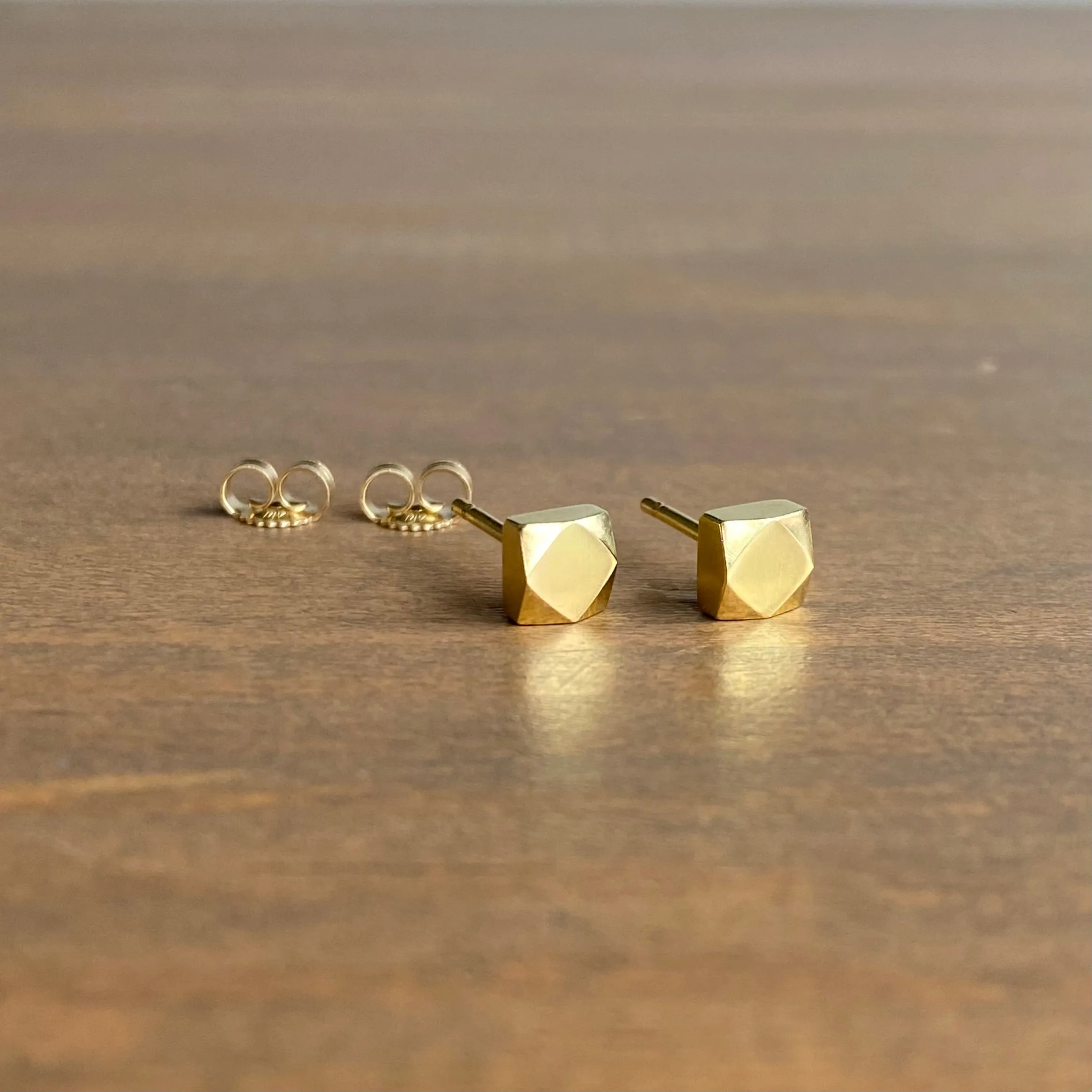 Large Faceted Stud Earrings