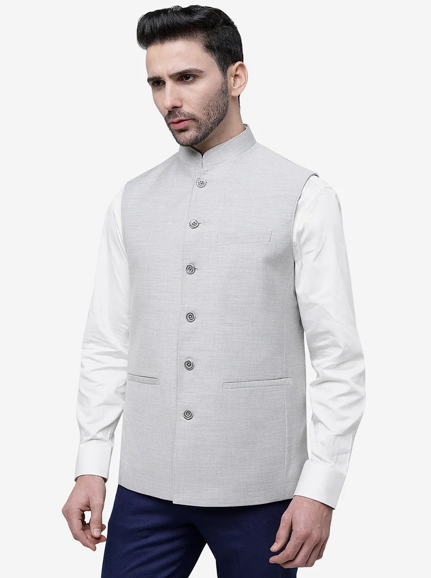 Light Grey Solid Regular Fit Modi Jacket | JadeBlue