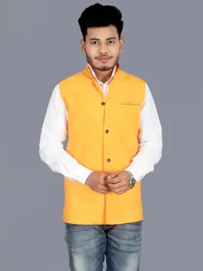 Light Orange Solid Matka Silk Modi Jacket