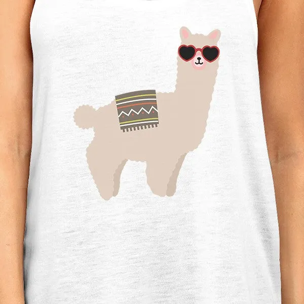 Llamas With Sunglasses BFF Matching White Tank Tops