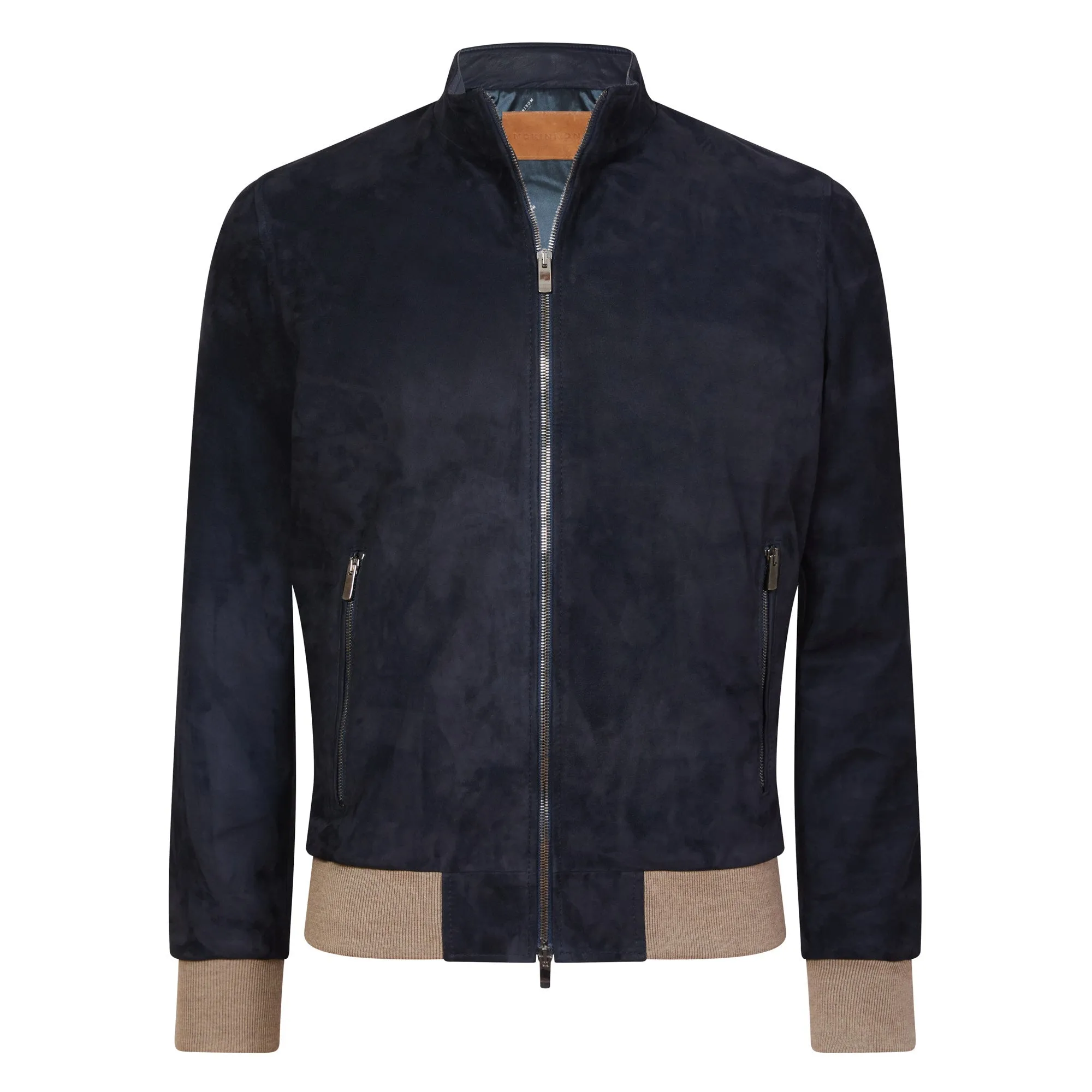 MCKINNON Suede Leather Zip Bomber Jacket BLUE REG