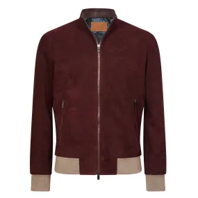 MCKINNON Suede Leather Zip Bomber Jacket BORDEAUX REG