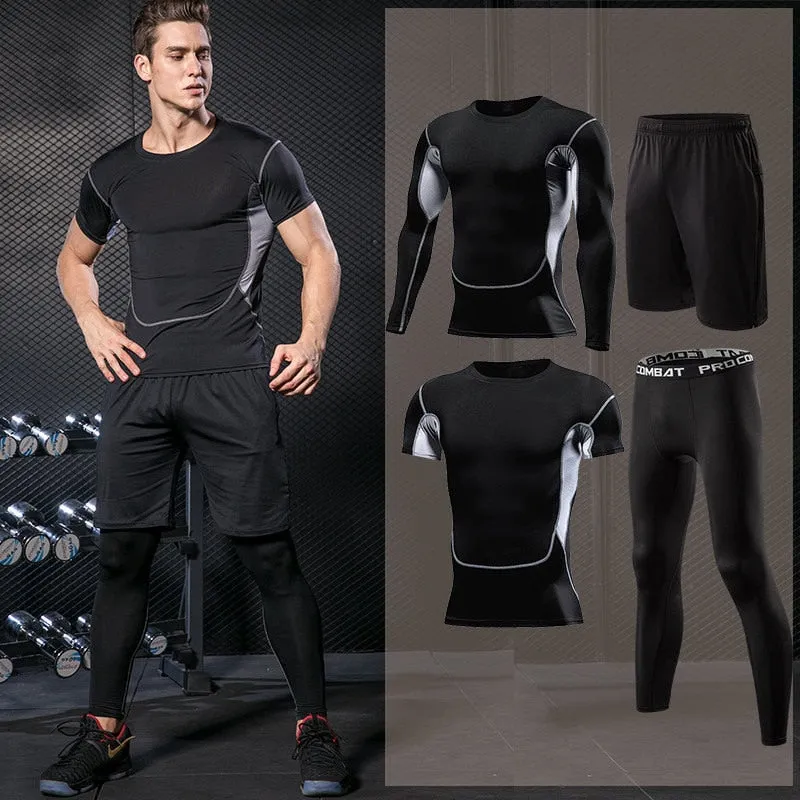 Men Sportswear Compression Sport Suits Quick Dry Running Sets Clothes Sports Joggers Training Gym Fitness Tracksuits Running Set