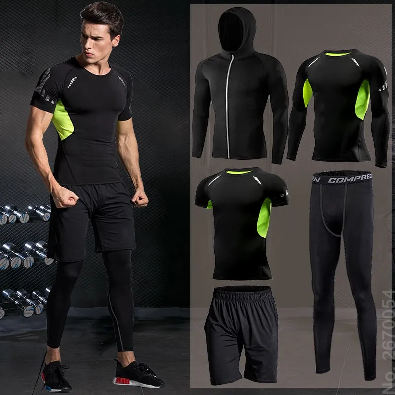 Men Sportswear Compression Sport Suits Quick Dry Running Sets Clothes Sports Joggers Training Gym Fitness Tracksuits Running Set