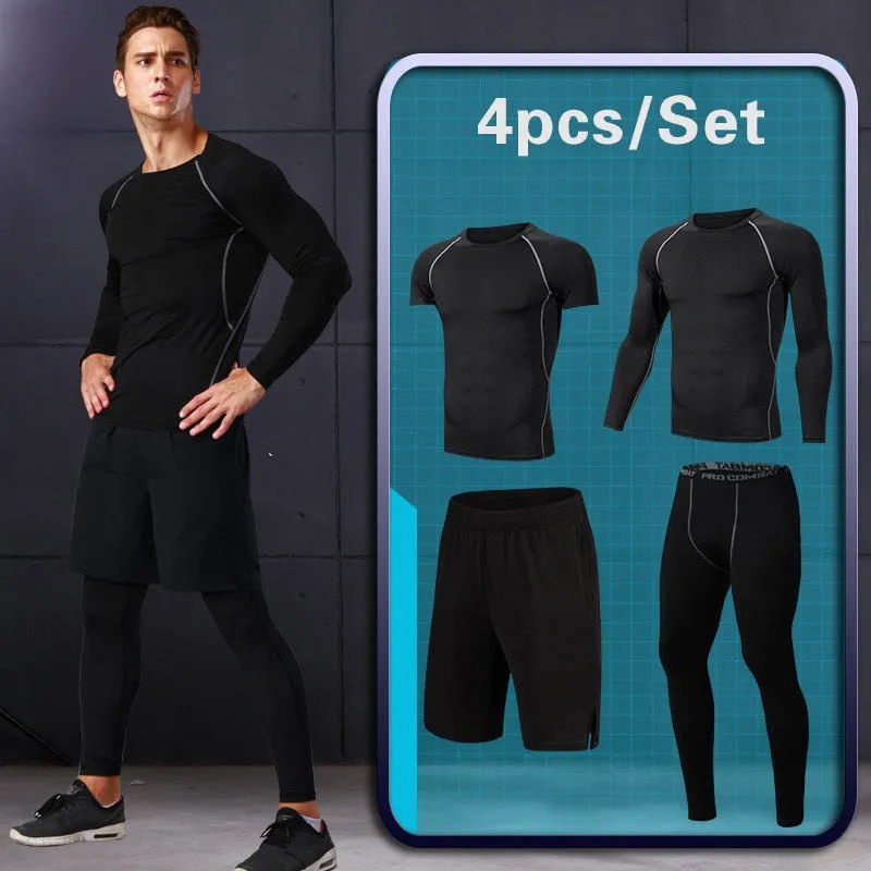 Men Sportswear Compression Sport Suits Quick Dry Running Sets Clothes Sports Joggers Training Gym Fitness Tracksuits Running Set