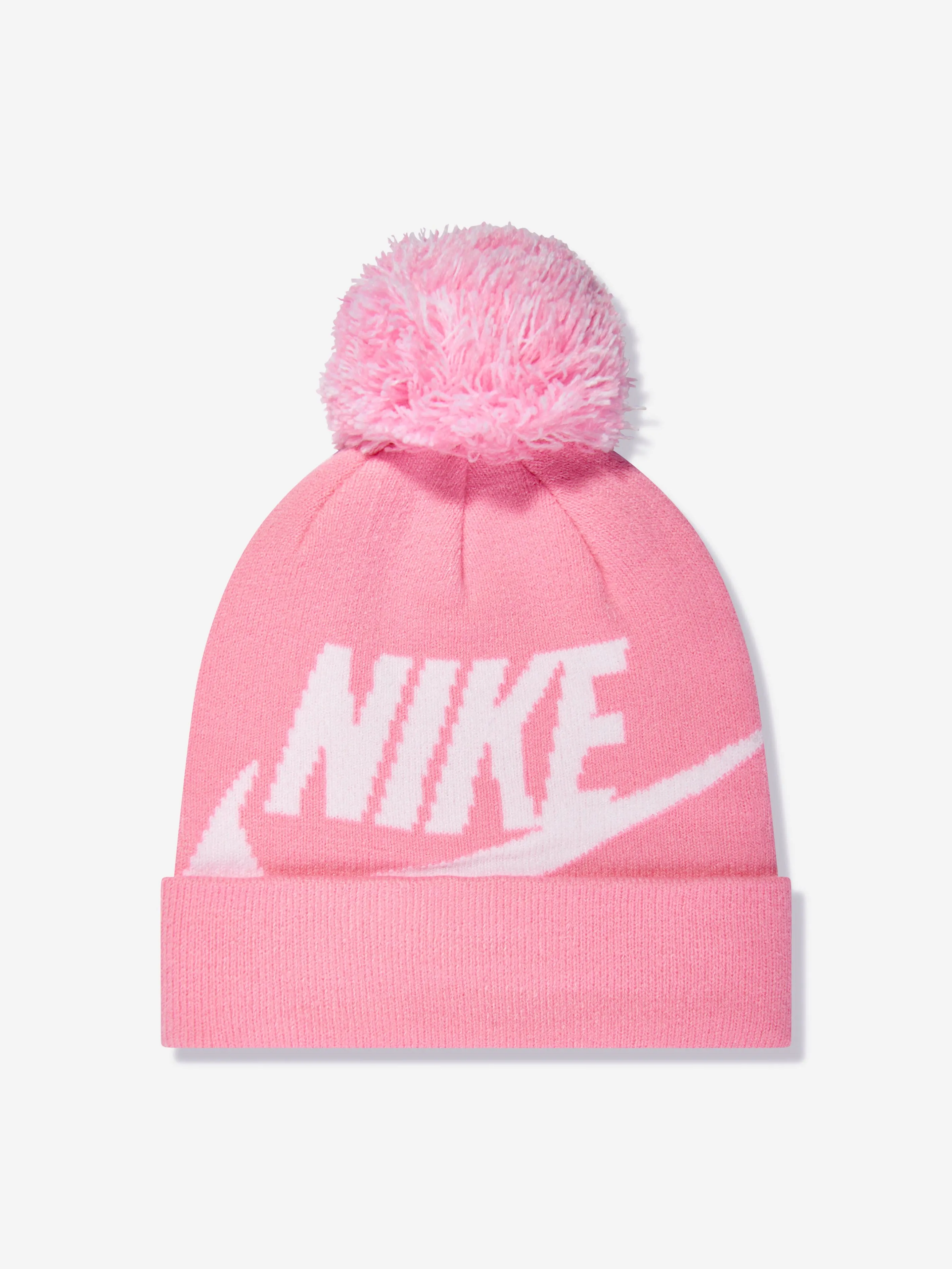 Nike Girls Swoosh Pom Beanie and Gloves Set in Pink